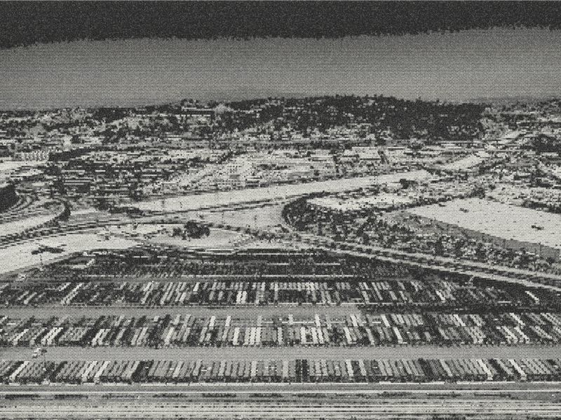 Aerial view of a vehicle storage facility