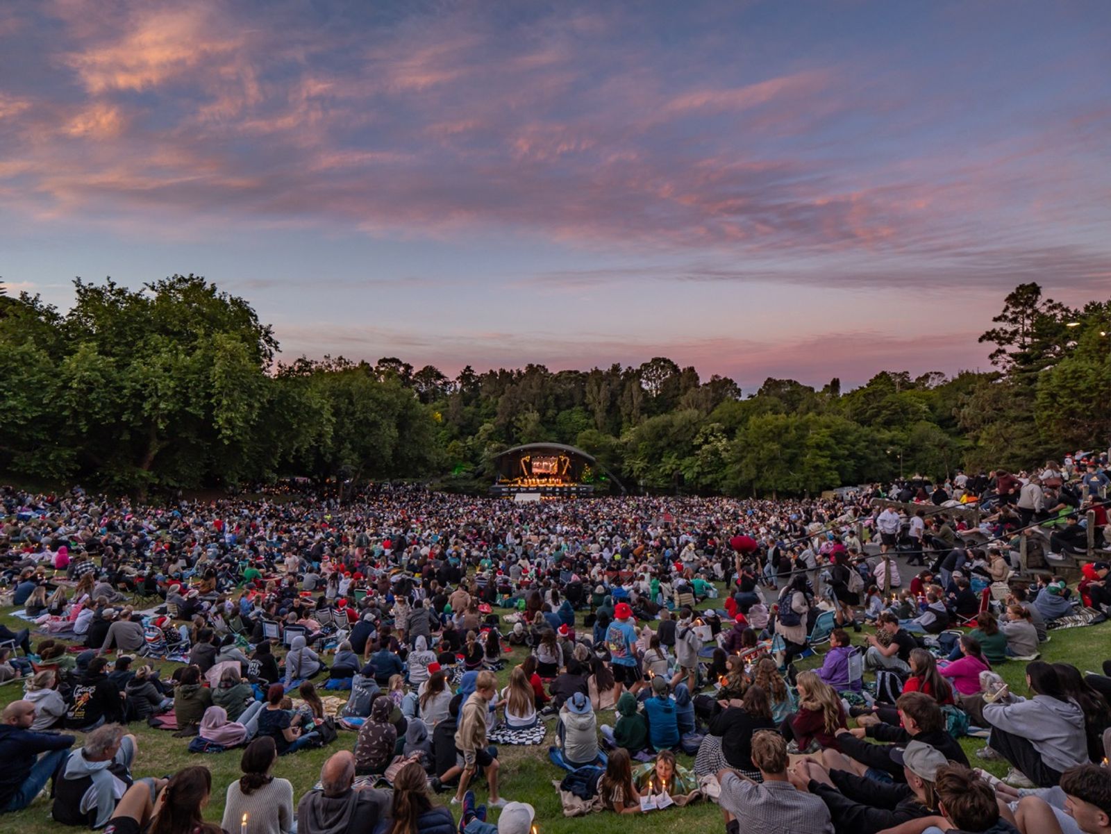 The Bowl of Brooklands filling up at sunset