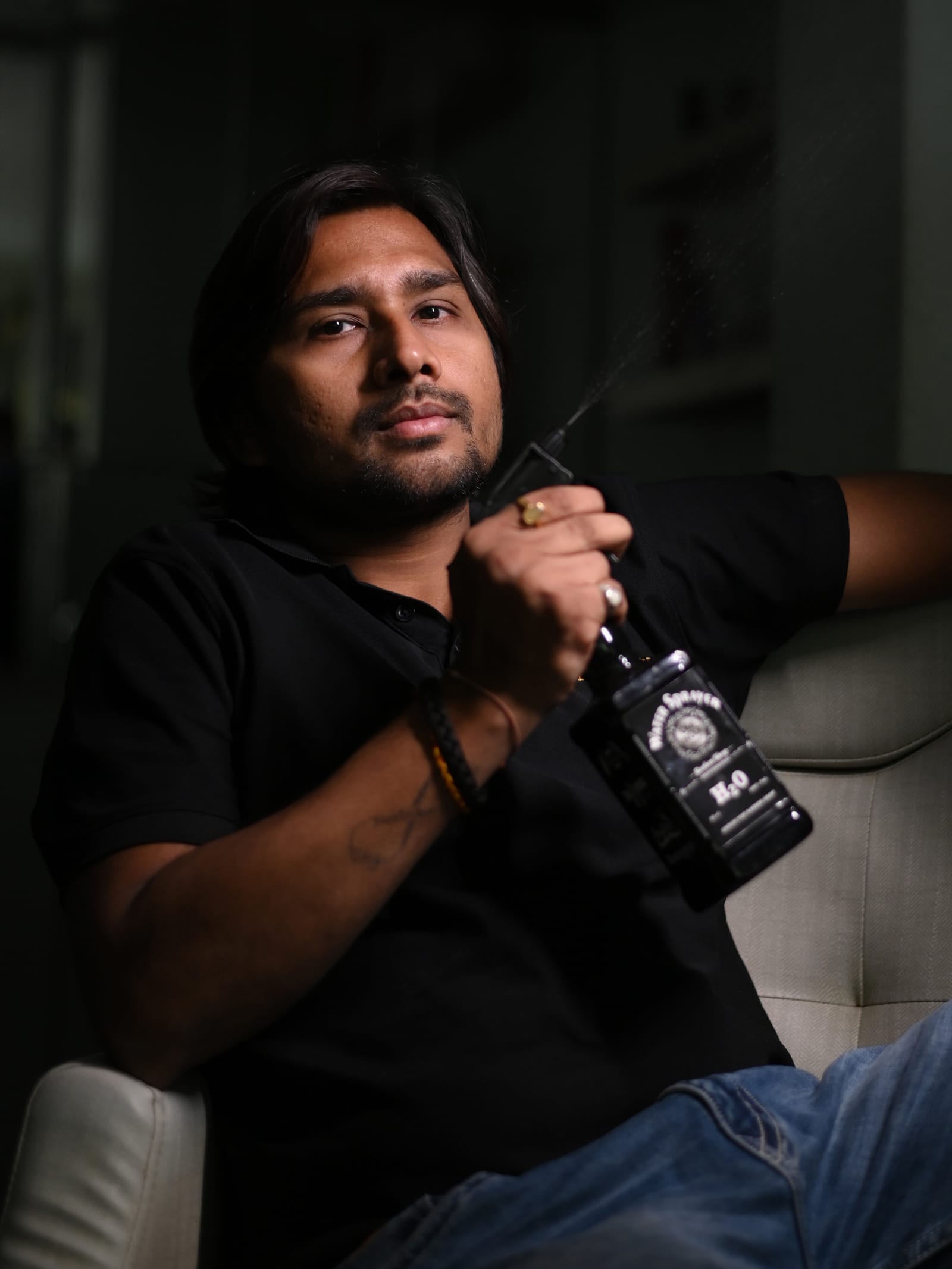 Vijay Limbachiya, co-founder of the non-surgical hair replacement division, at work in the studio