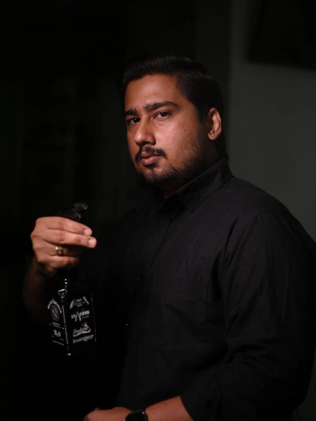Maulik Limbachiya, founder of the non-surgical hair replacement division, at work in the studio