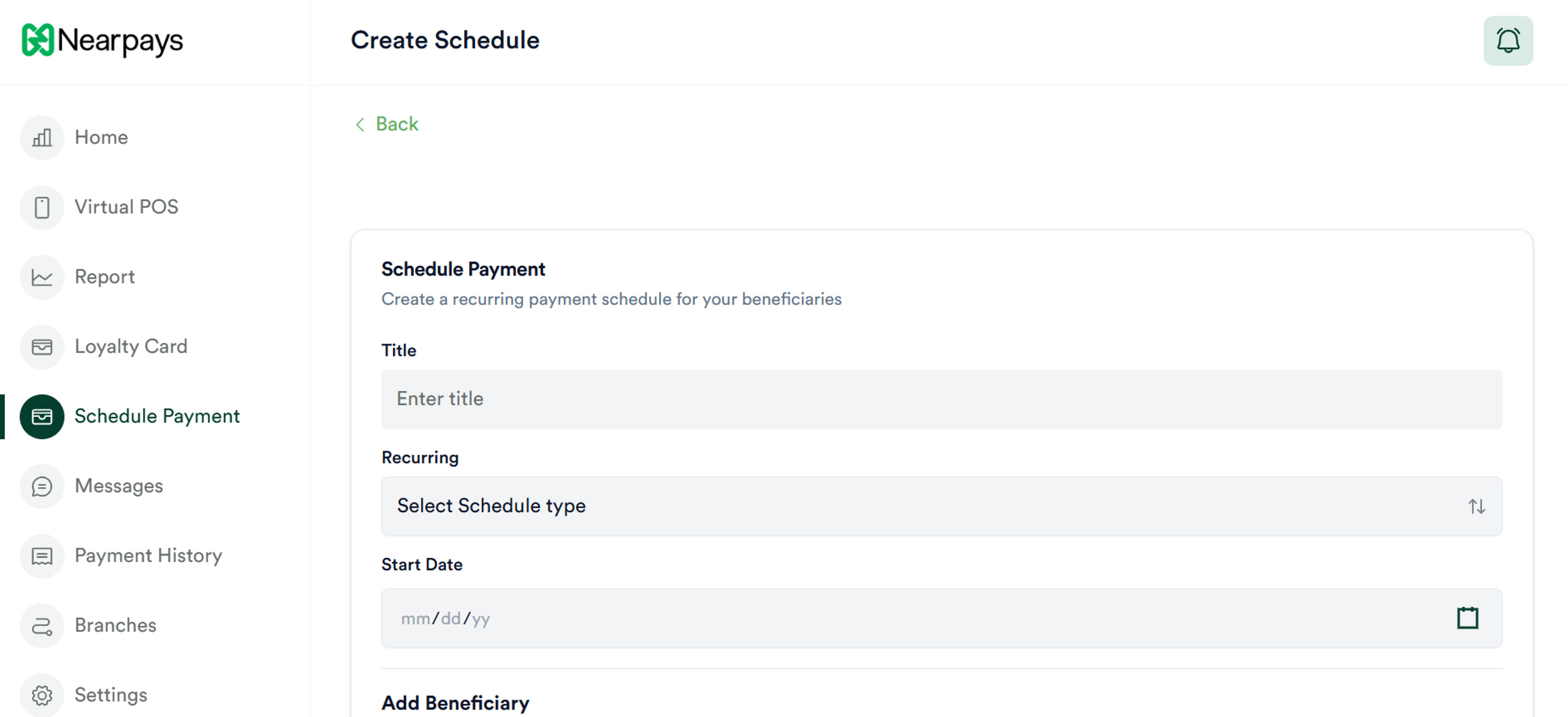 Nearpays Schedule Payment