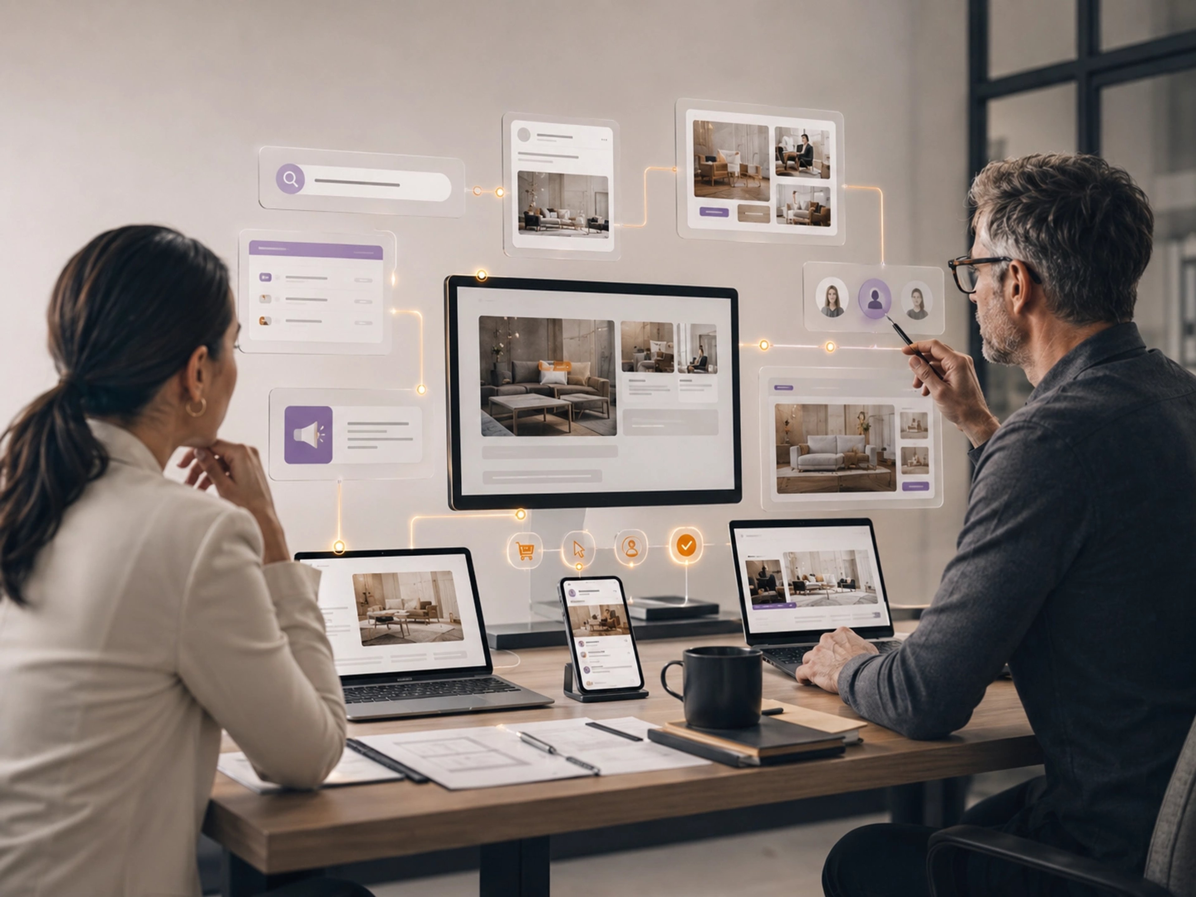 Paid media channels connected with creative, conversion paths and commercial outcomes