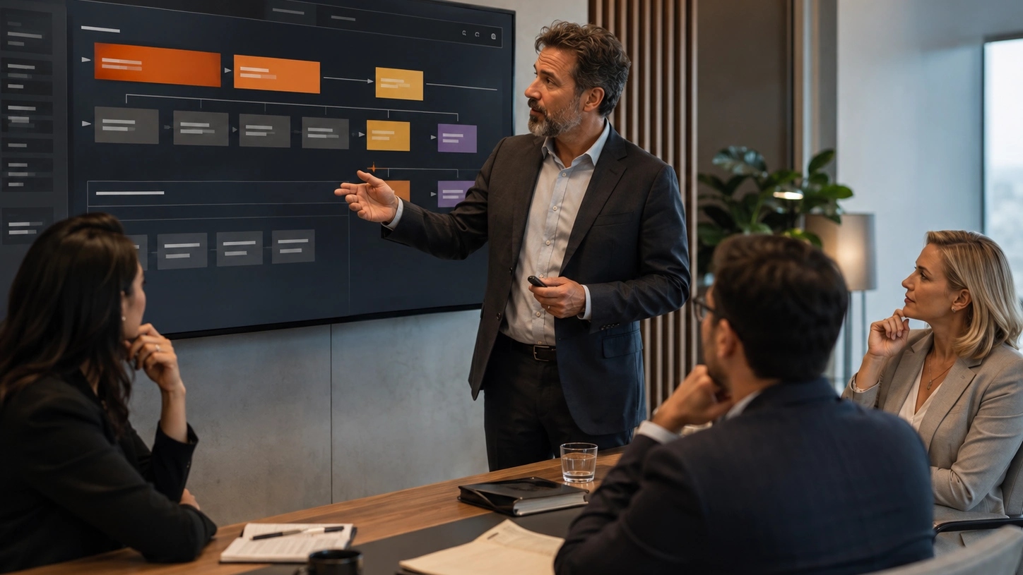 Test, Launch and Keep Improving visual for Omnisend Automation showing data, decisions, safeguards and responsible operation | Flashyminds