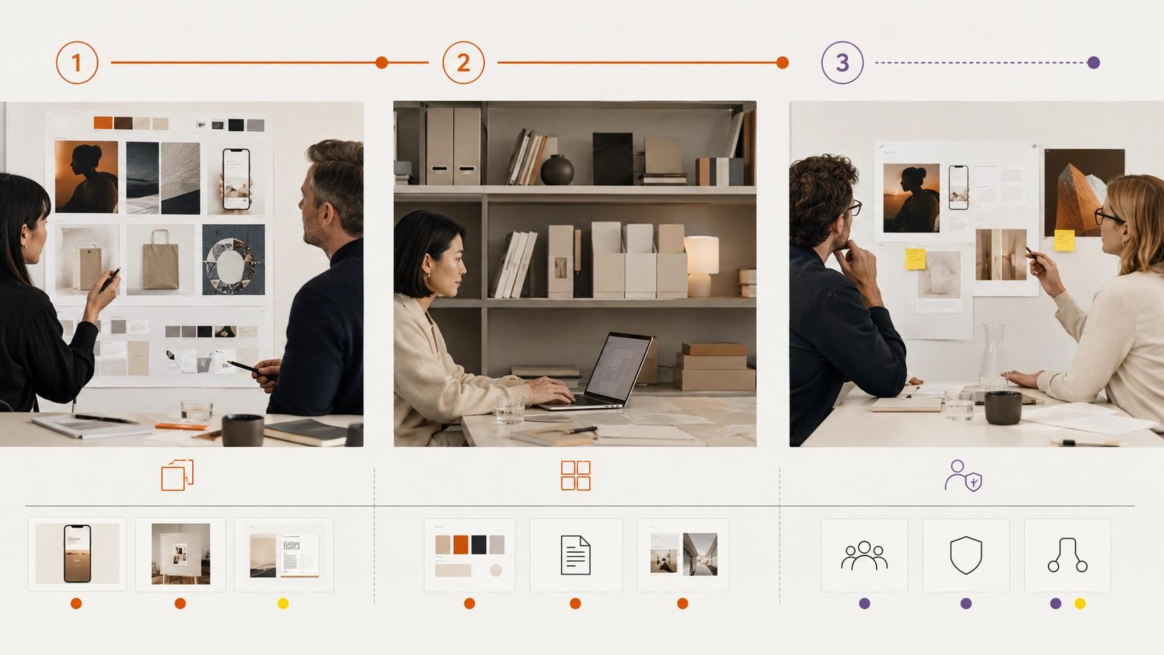Design for Change visual showing a living brand guideline system with version control, asset ownership, exceptions and update cycles | Flashyminds