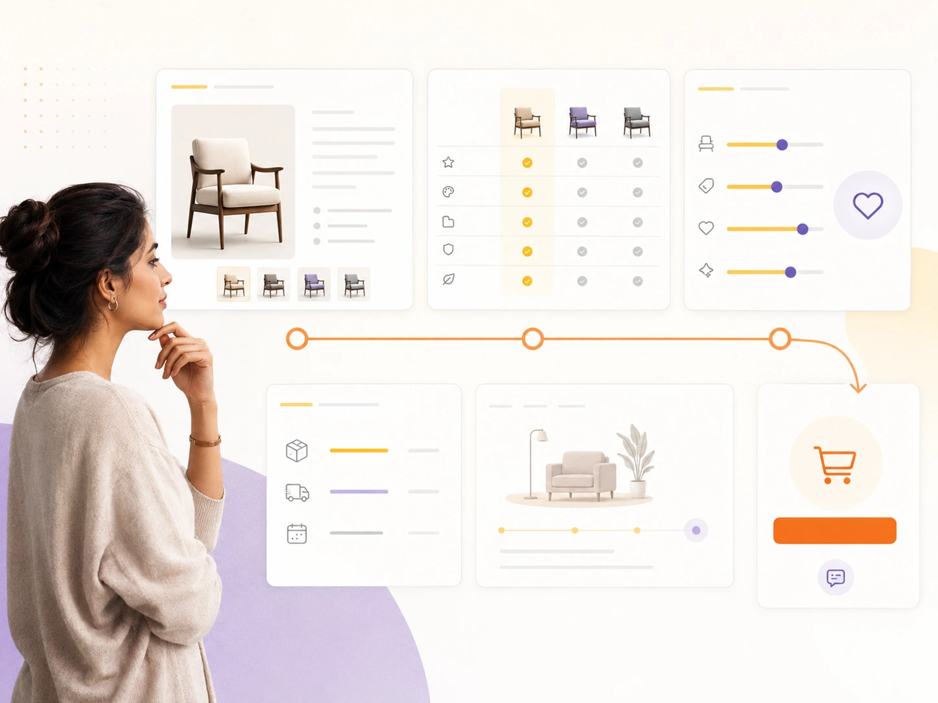 Match Products to Intent visual showing product discovery, cart decisions, fulfilment events and lifecycle retention | Flashyminds