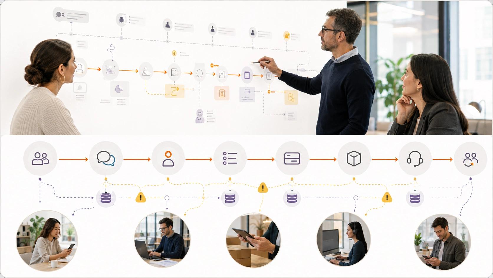 Launch for Adoption and Improvement visual for AI Chatbots showing workflow, data and responsible system control | Flashyminds