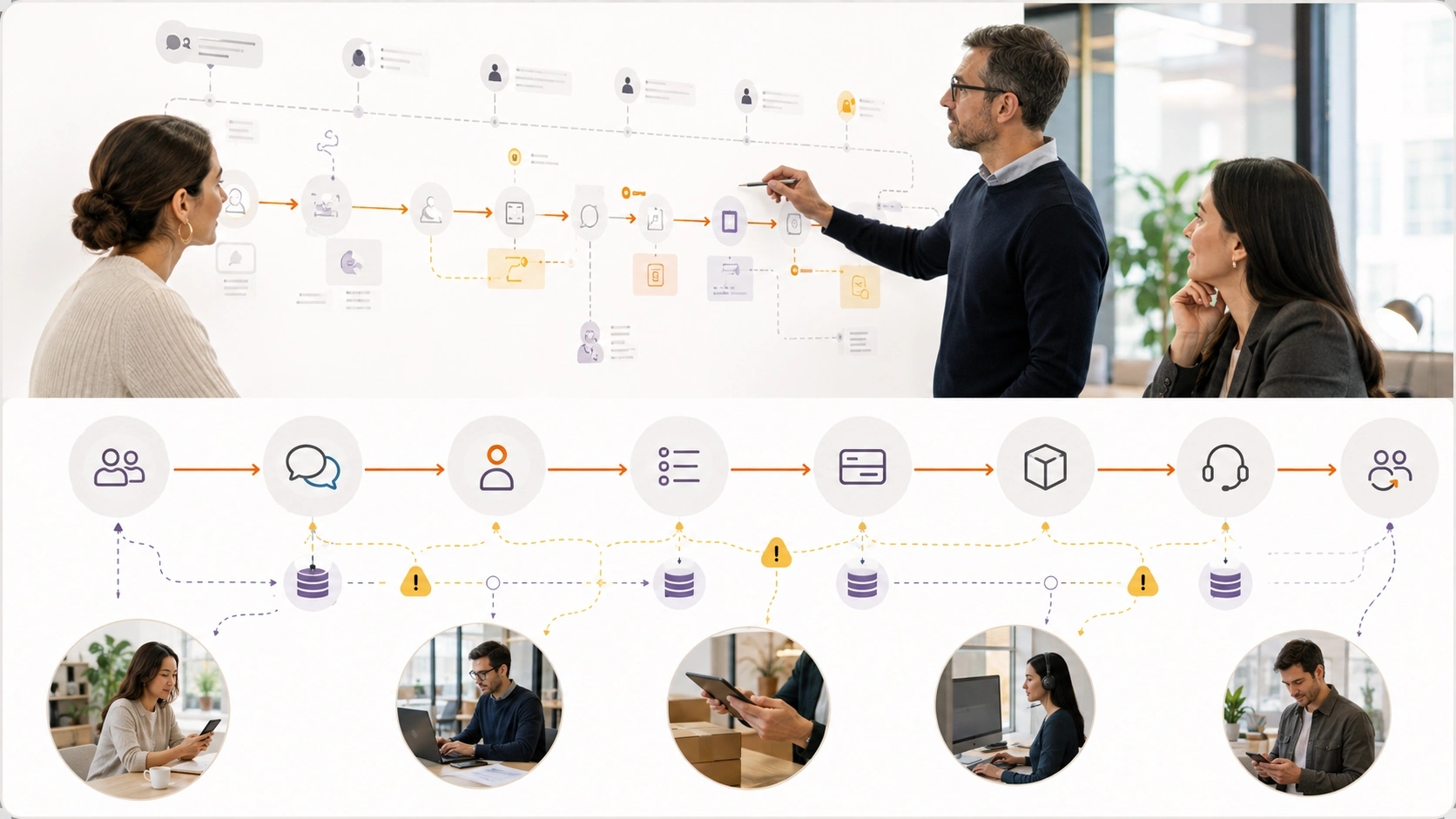 Launch for Adoption and Improvement visual for AI Chatbots showing workflow, data and responsible system control | Flashyminds