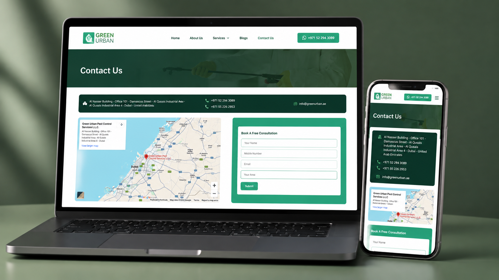 Green Urban Pest Control Brand Website