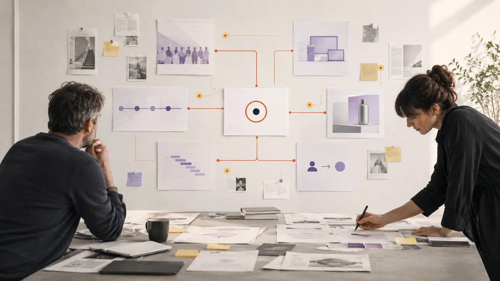 Start With the Communication Problem visual showing audience, message, channel and action signals converging into one focused creative brief | Flashyminds