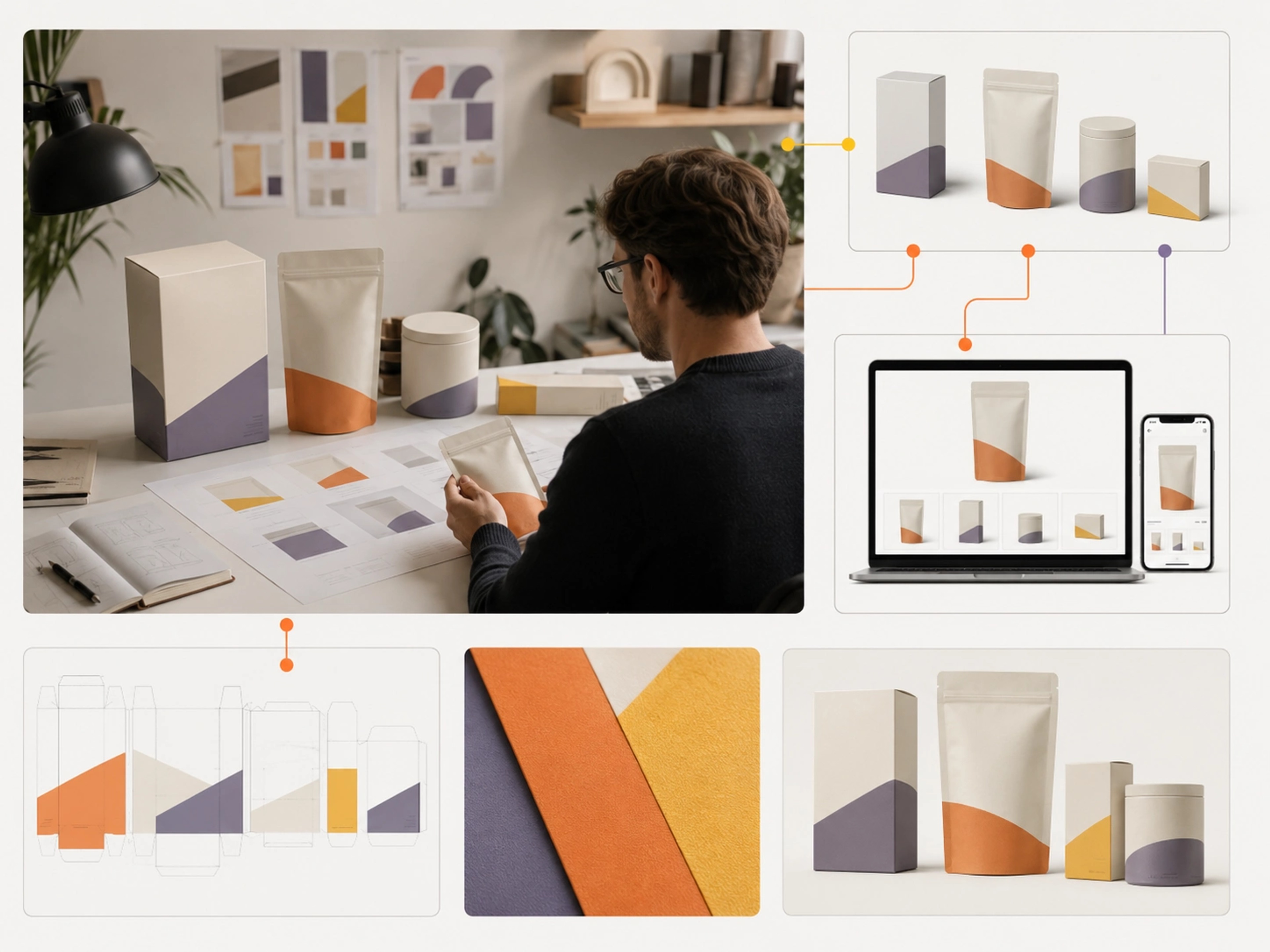 Experience Design visual showing brand expression translated into clear website and mobile interface components | Flashyminds