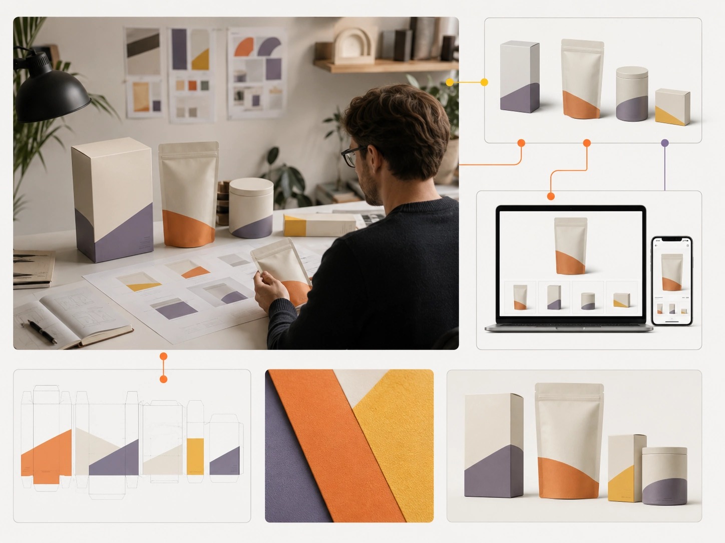 Experience Design visual showing brand expression translated into clear website and mobile interface components | Flashyminds