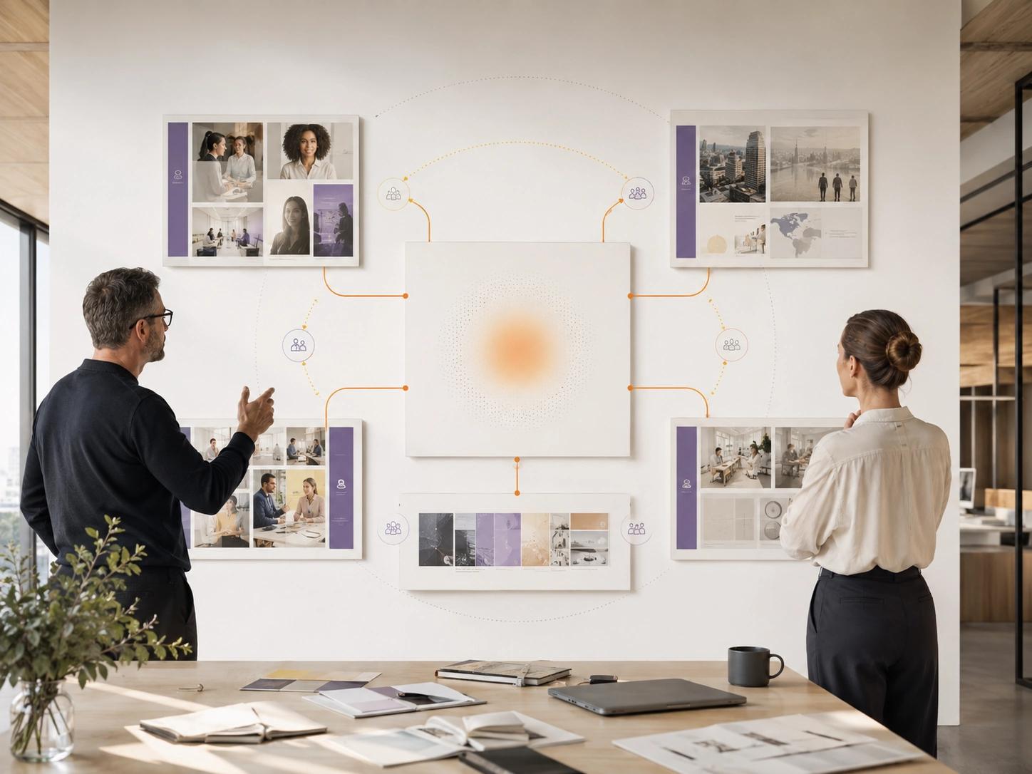 Prioritise Real Questions visual showing recurring team questions organised into a prioritised brand guideline information architecture | Flashyminds