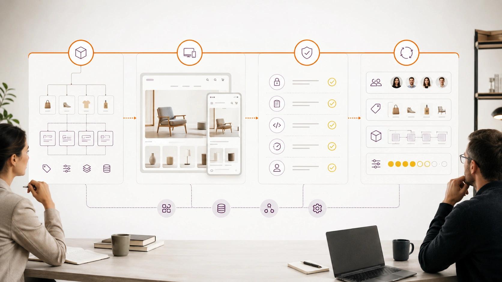 Make Products Discoverable visual showing Shopify product discovery through collections, navigation, search and filters | Flashyminds