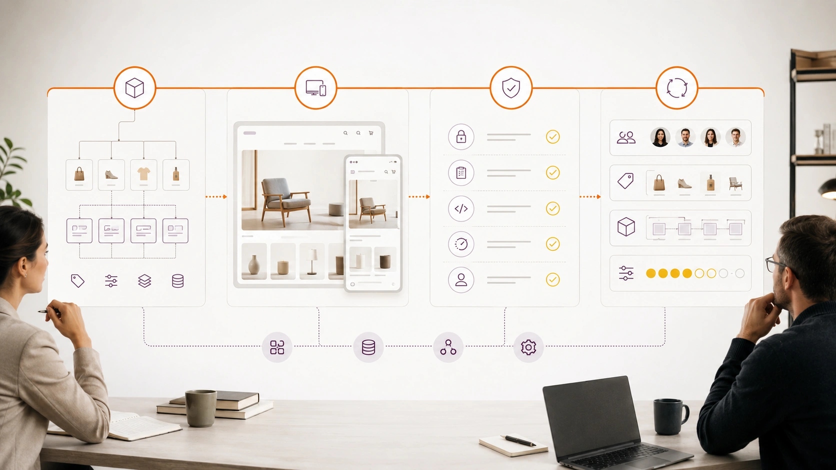 Make Products Discoverable visual showing Shopify product discovery through collections, navigation, search and filters | Flashyminds