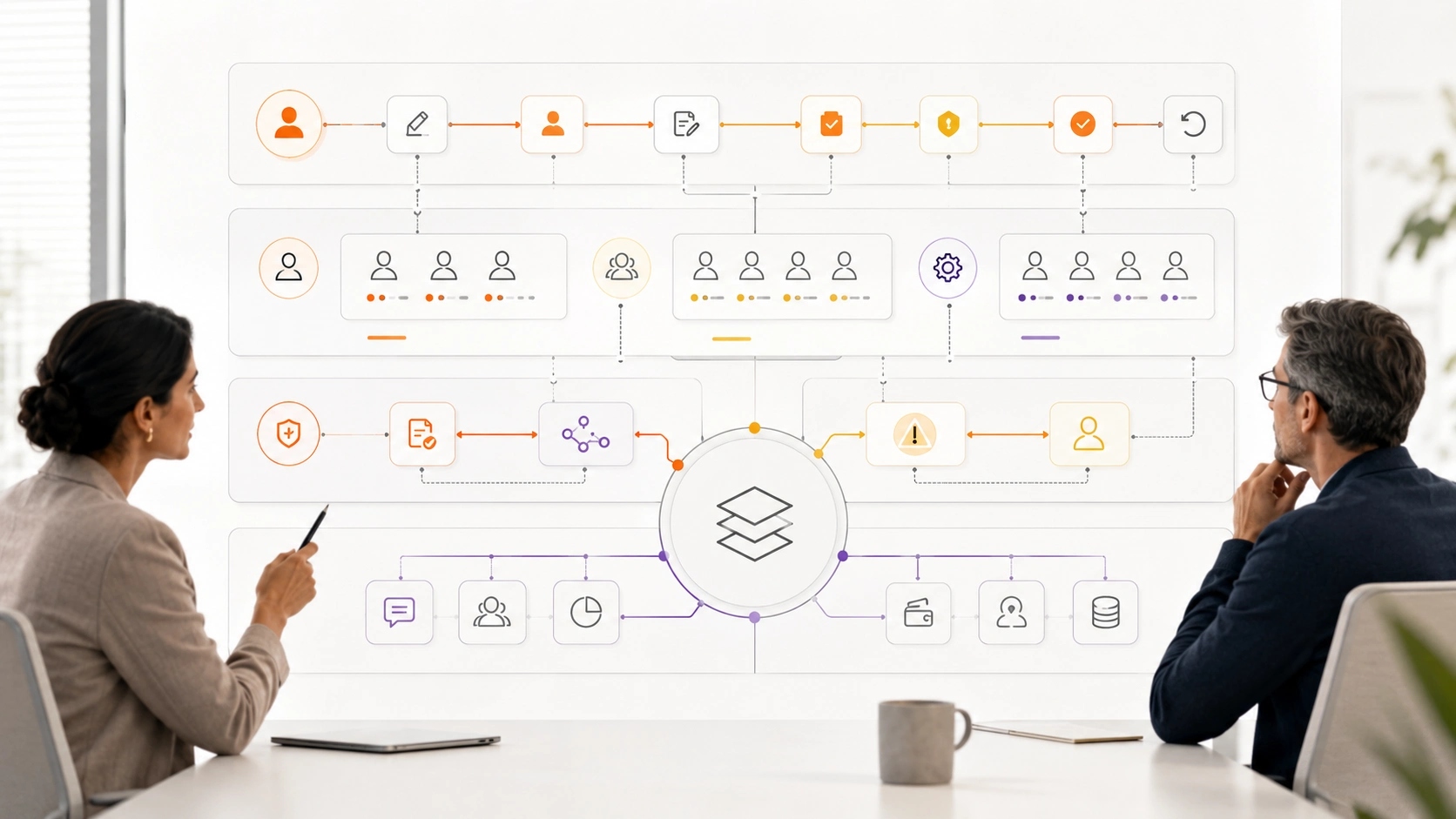 Design Data, Access and Controls visual for Project Management showing workflow, data and responsible system control | Flashyminds