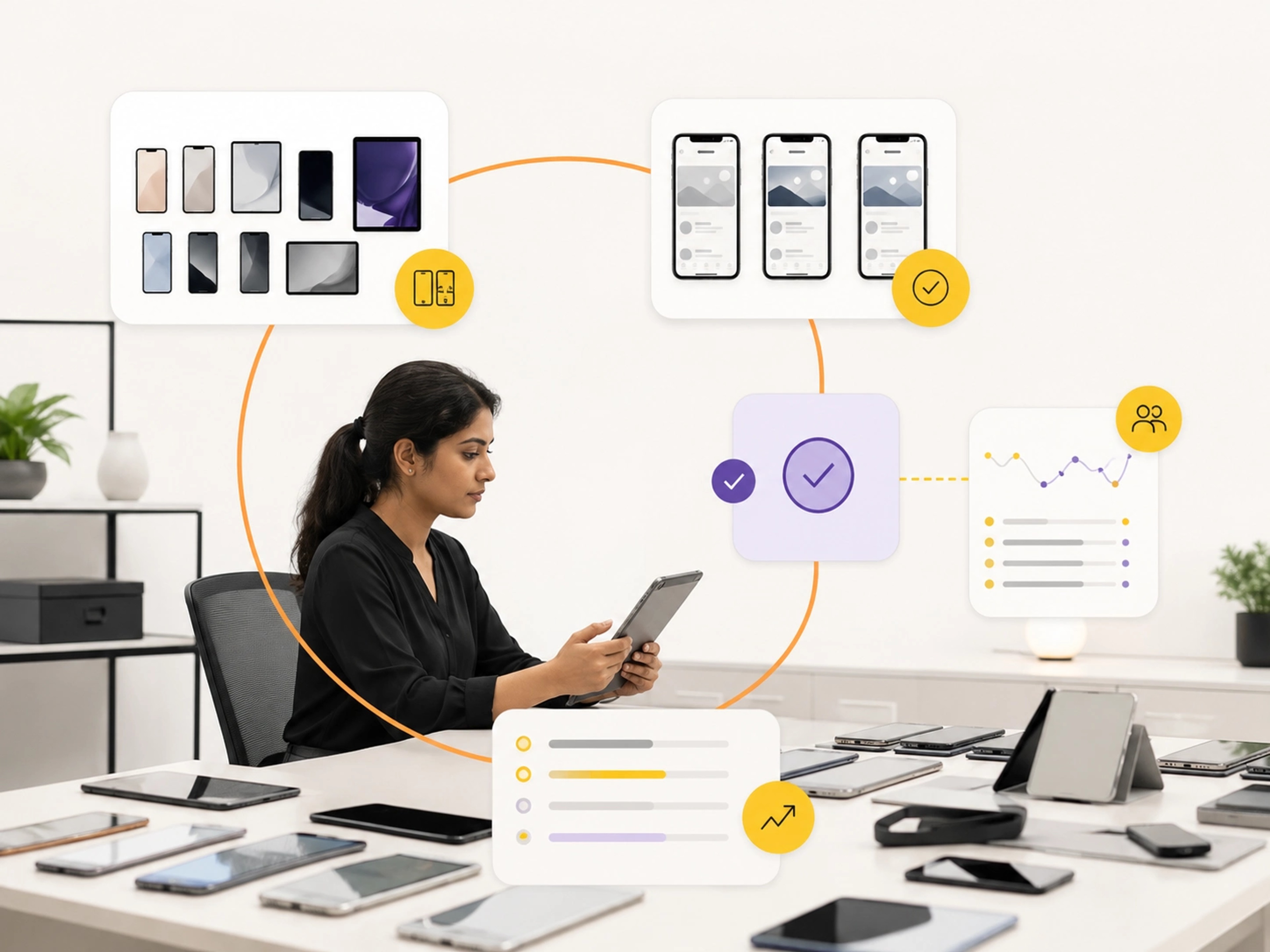 Phone and Tablet Apps visual showing Android phone and tablet interfaces adapting layout while preserving user state | Flashyminds