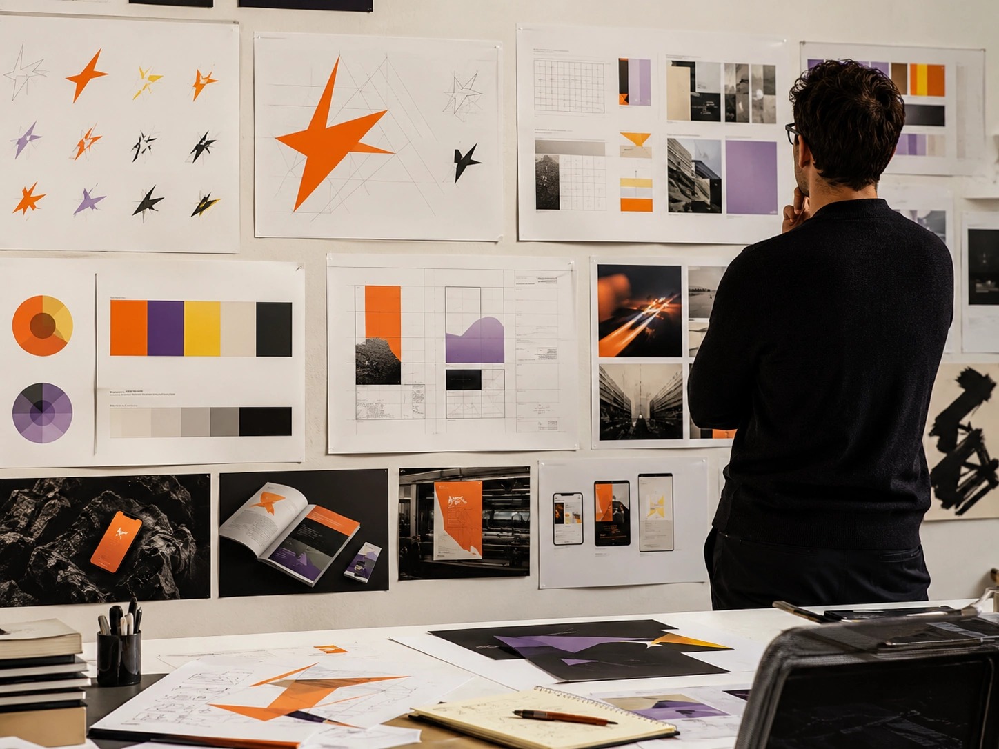 Core Identity Rules visual showing a modular identity rulebook showing correct logo, colour, typography, imagery and motion relationships | Flashyminds