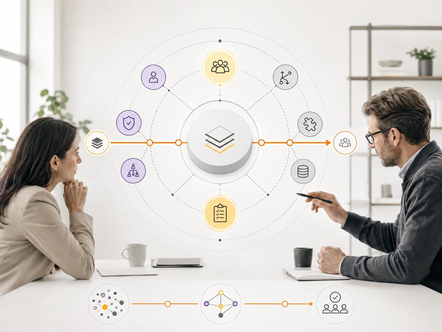 Design Data, Access and Controls visual for Visitor Management showing workflow, data and responsible system control | Flashyminds