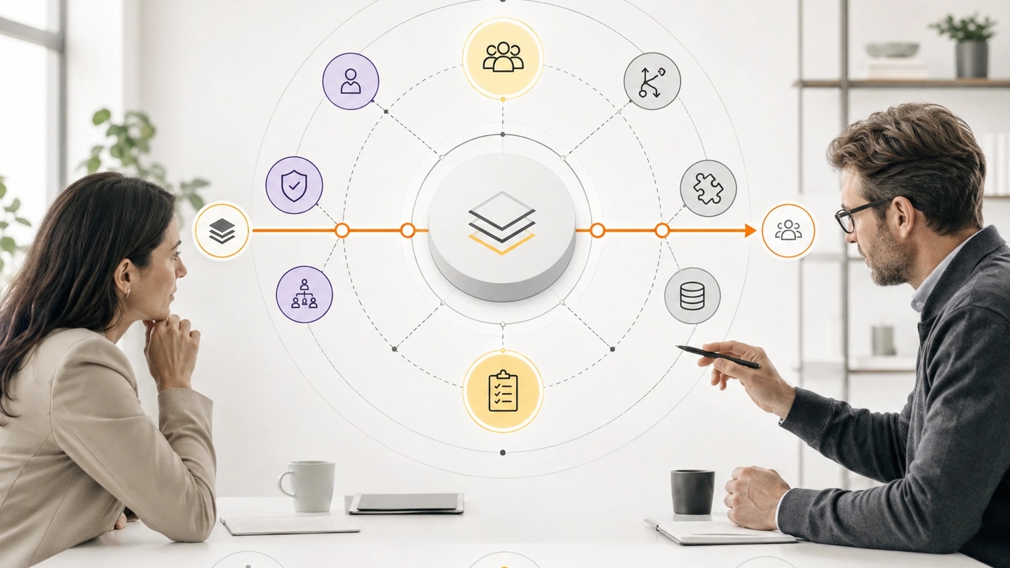Design Data, Access and Controls visual for Visitor Management showing workflow, data and responsible system control | Flashyminds