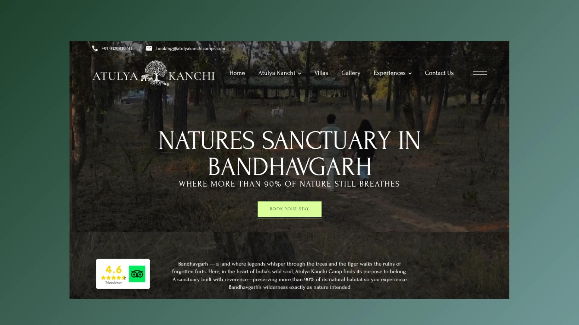 Atulya Kanchi Camps Resort Website