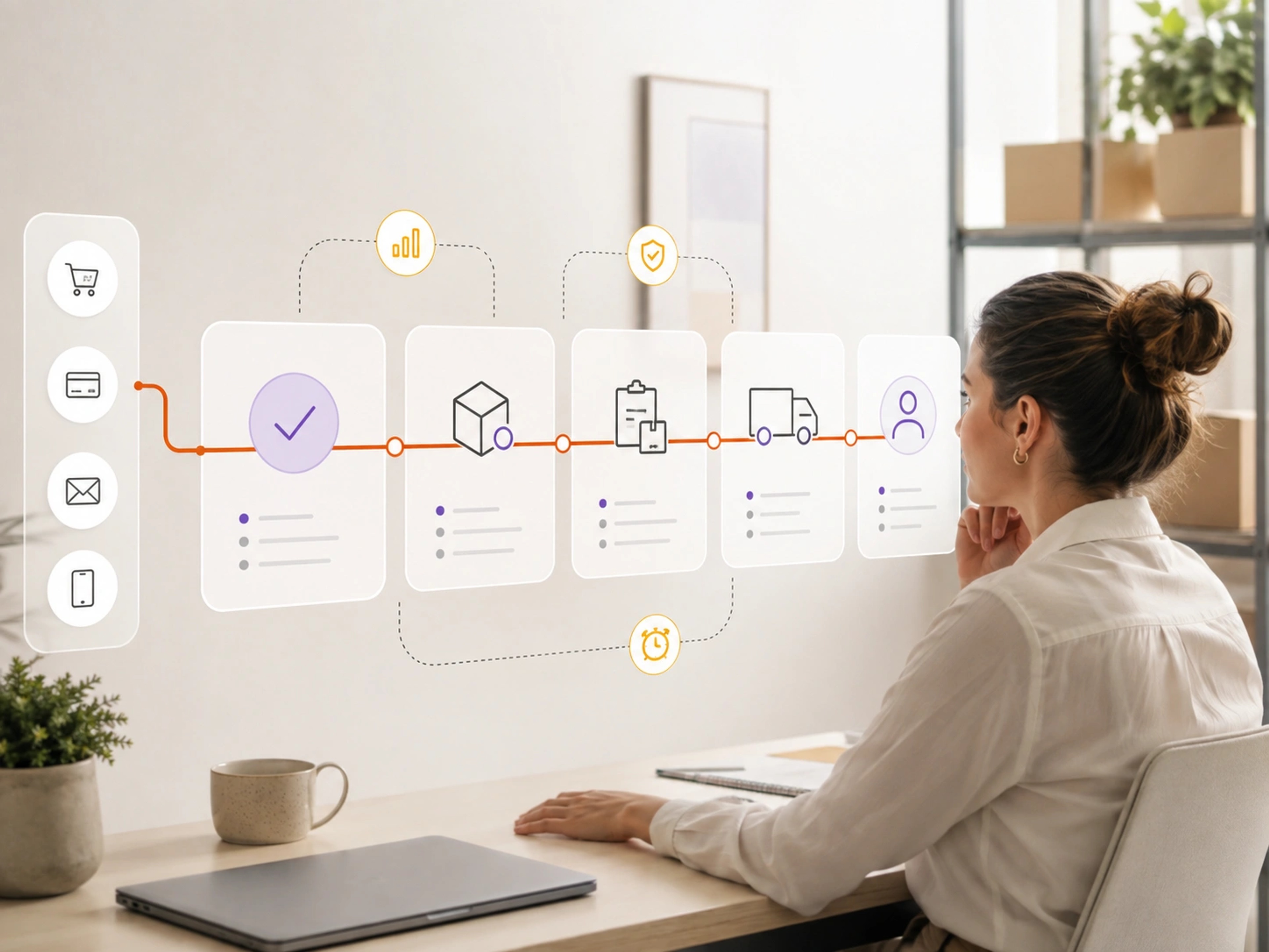 Headless Shopify visual showing Shopify commerce data connected through Storefront API to a custom front end | Flashyminds