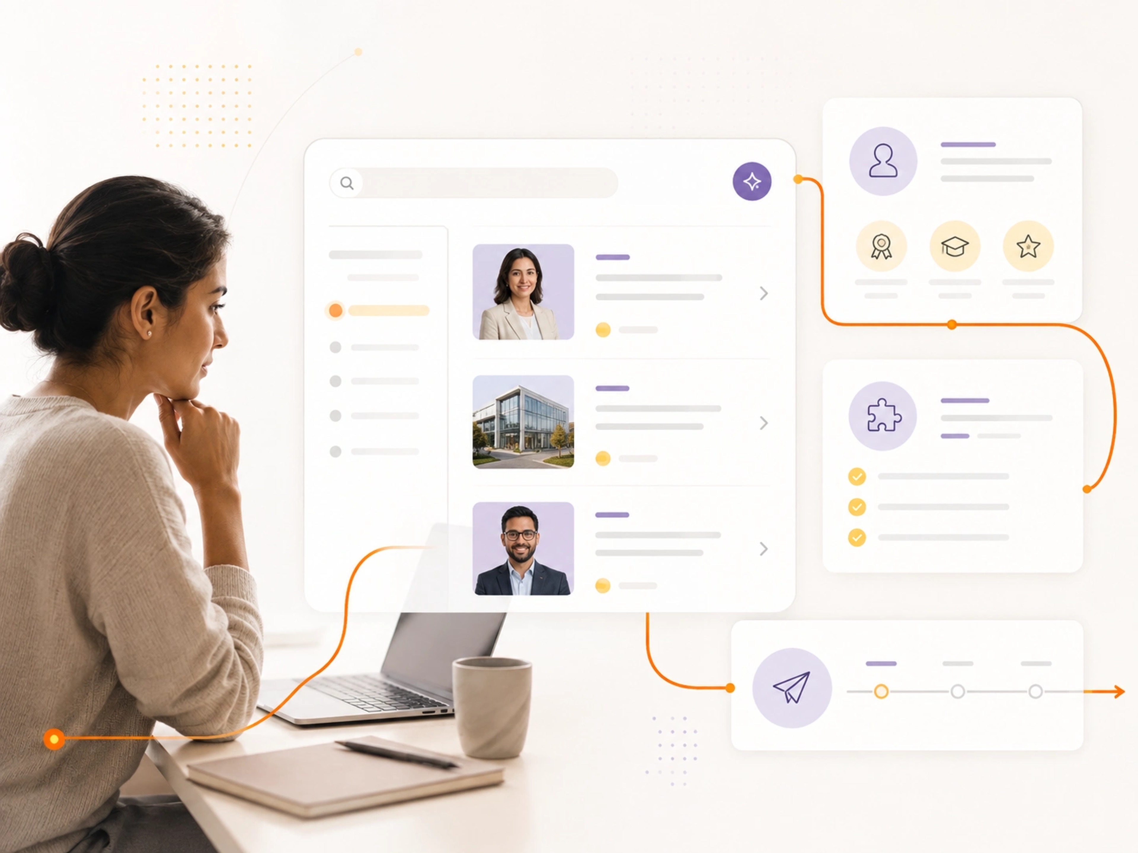 Answer the Decision Questions visual showing course discovery, parent and student decisions, admissions stages and verified outcomes | Flashyminds