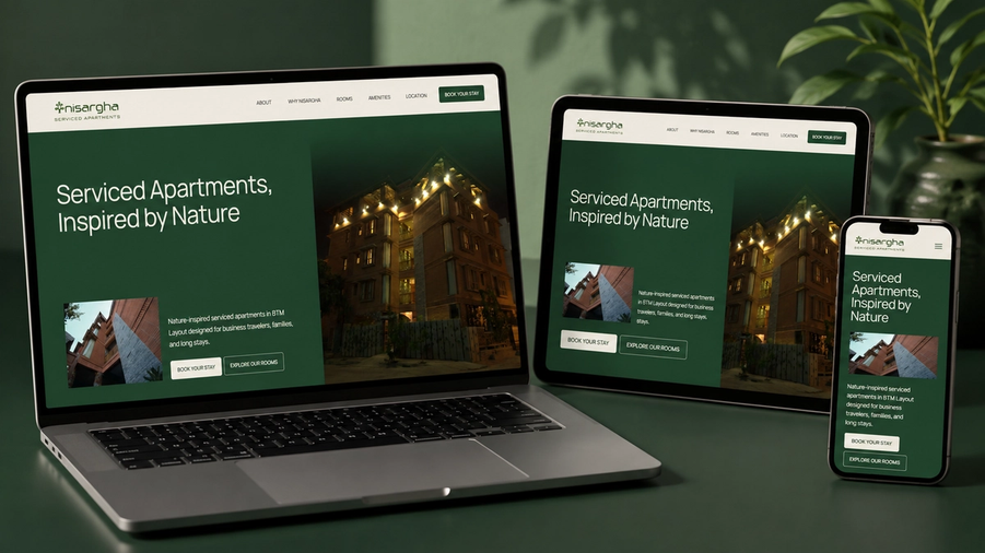 Nisargha Serviced Apartments Website by Flashyminds