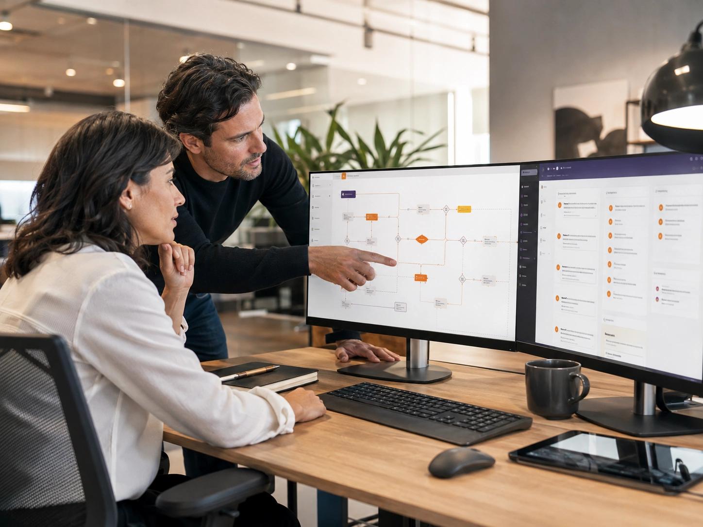 Start With Work and Evidence visual for AI Automation showing data, decisions, safeguards and responsible operation| Flashyminds