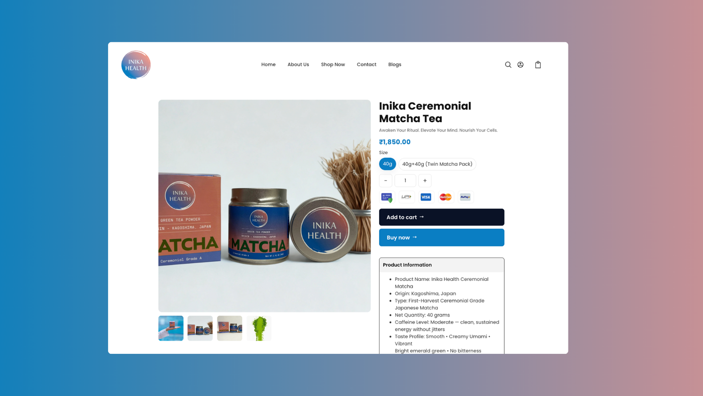 Inika Health Ecommerce Website by Flashyminds