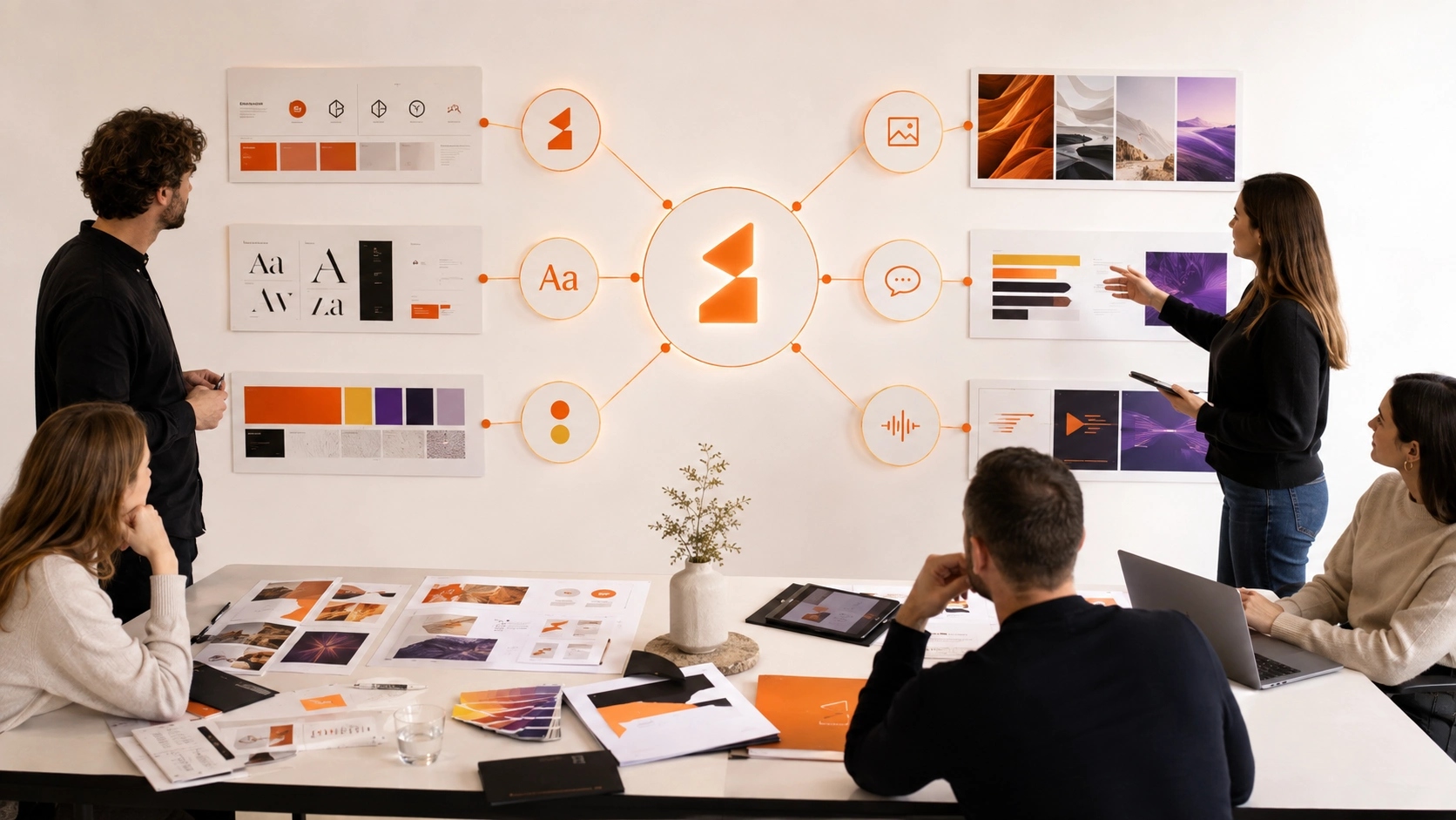 Explore Meaning Before Shape visual showing brand meaning, audience and category context feeding several original logo concept territories | Flashyminds
