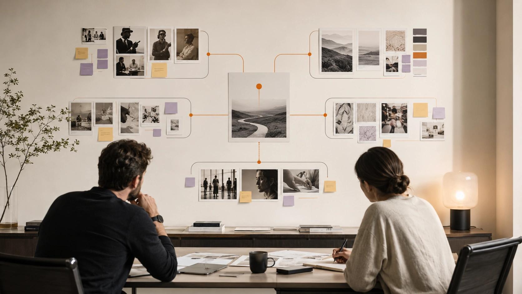 Refine the Complete Family visual showing optical construction guides refining a symbol and wordmark into a coordinated responsive logo family | Flashyminds
