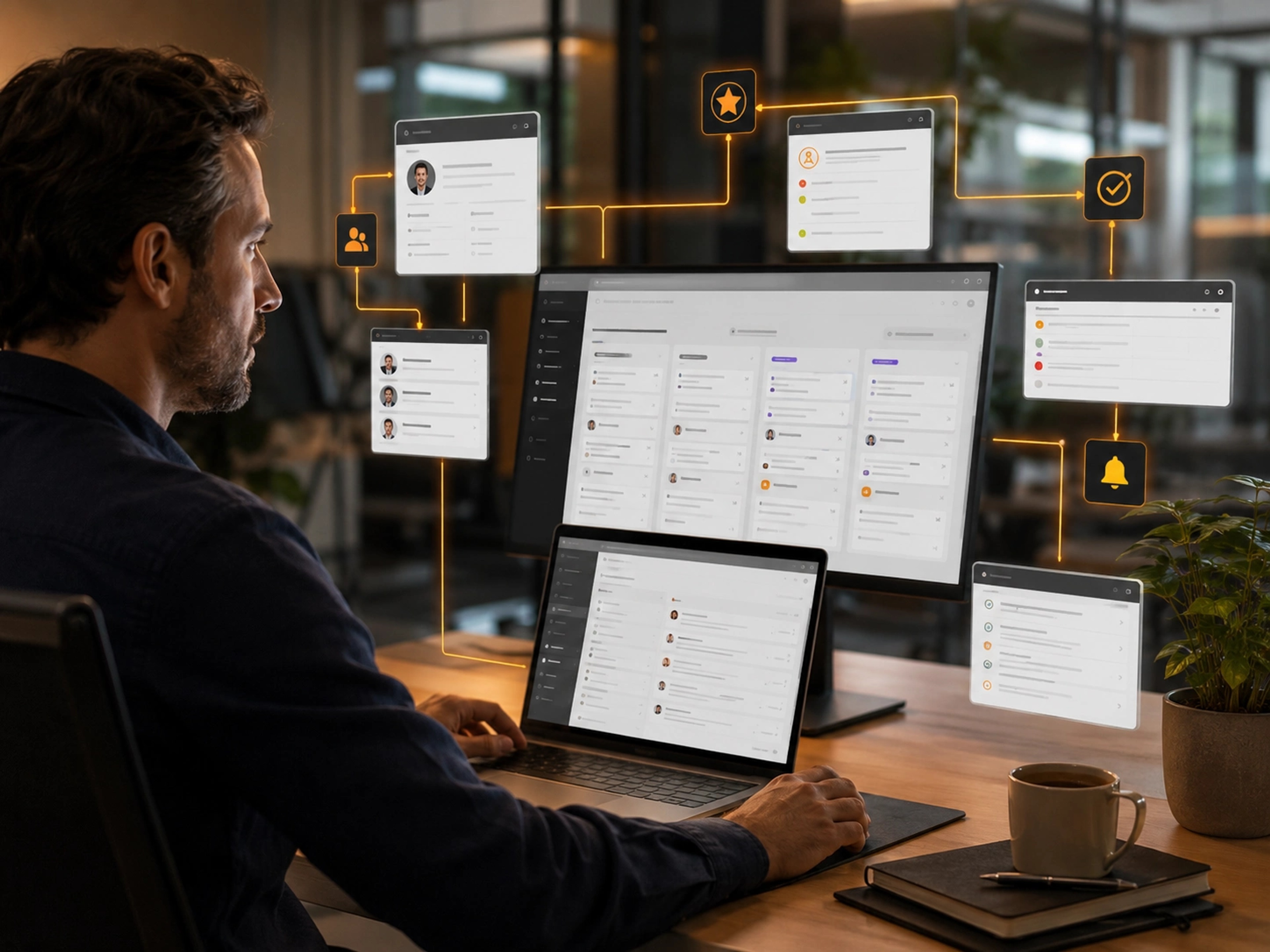 Launch, Govern and Improve visual for IT Consulting showing controlled workflow design and accountable delivery |Flashyminds