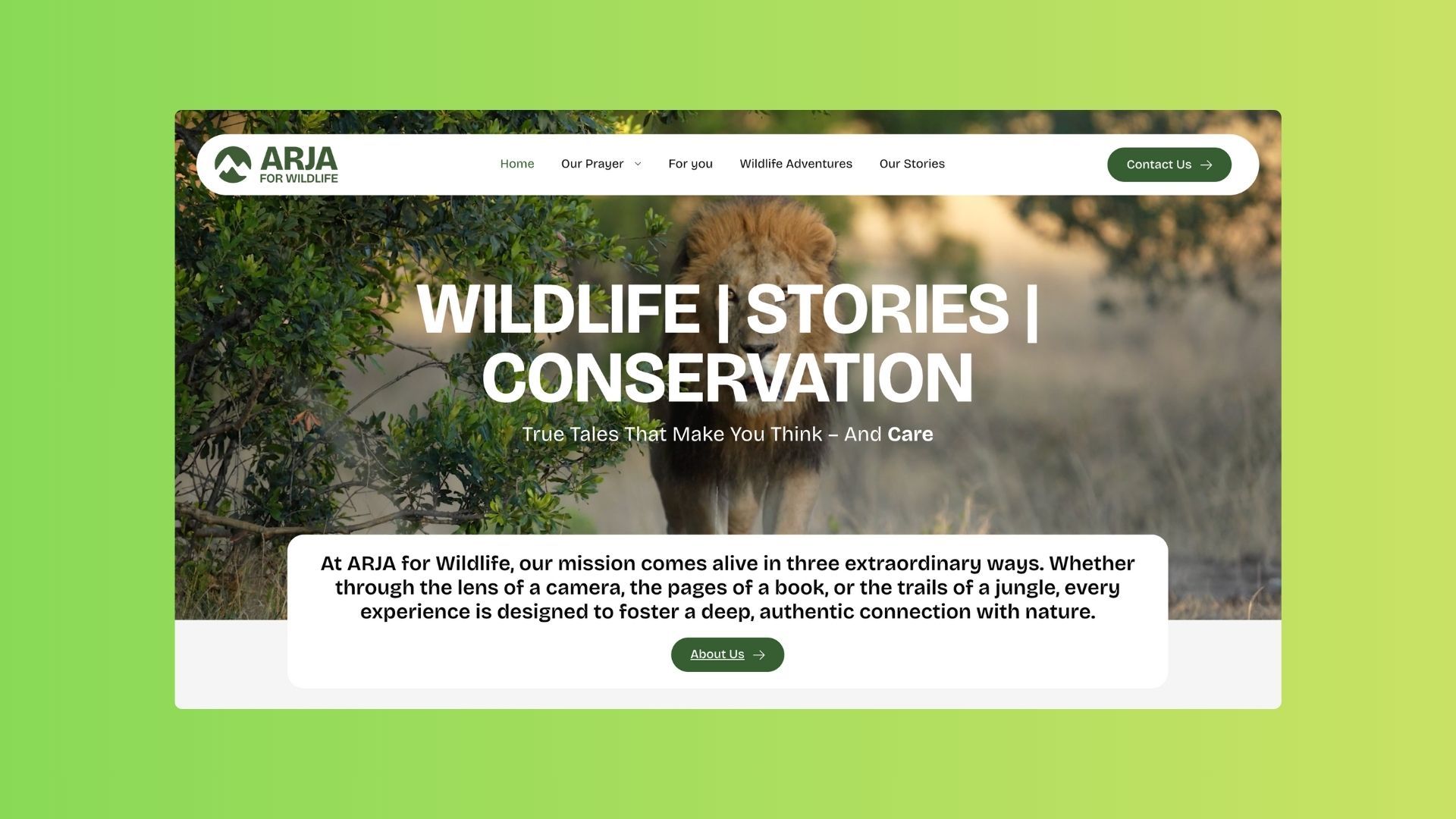 Arja for Wildlife UI UX Design