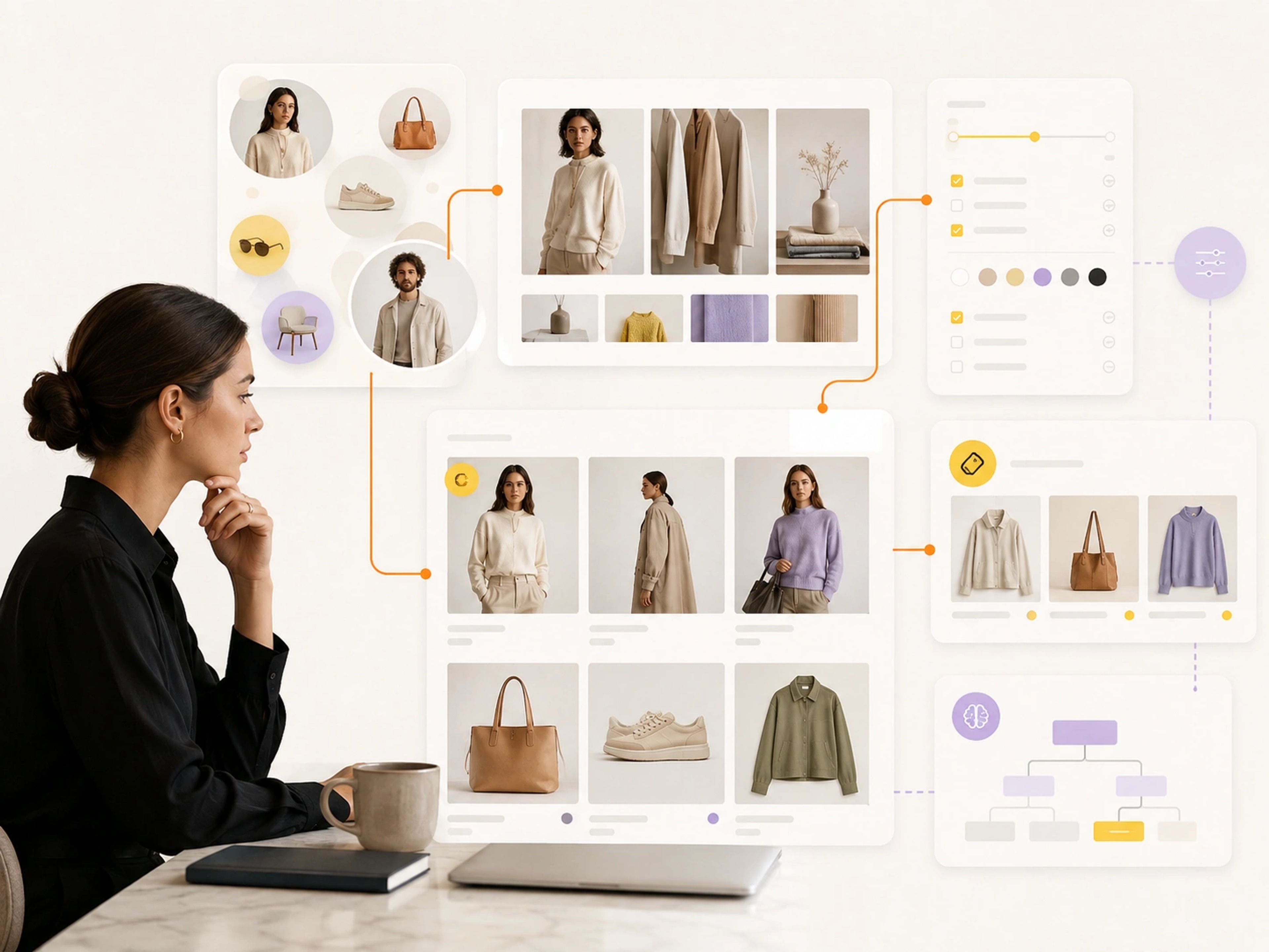 Shopify Theme Development visual showing responsive Shopify theme system with product and collection templates | Flashyminds
