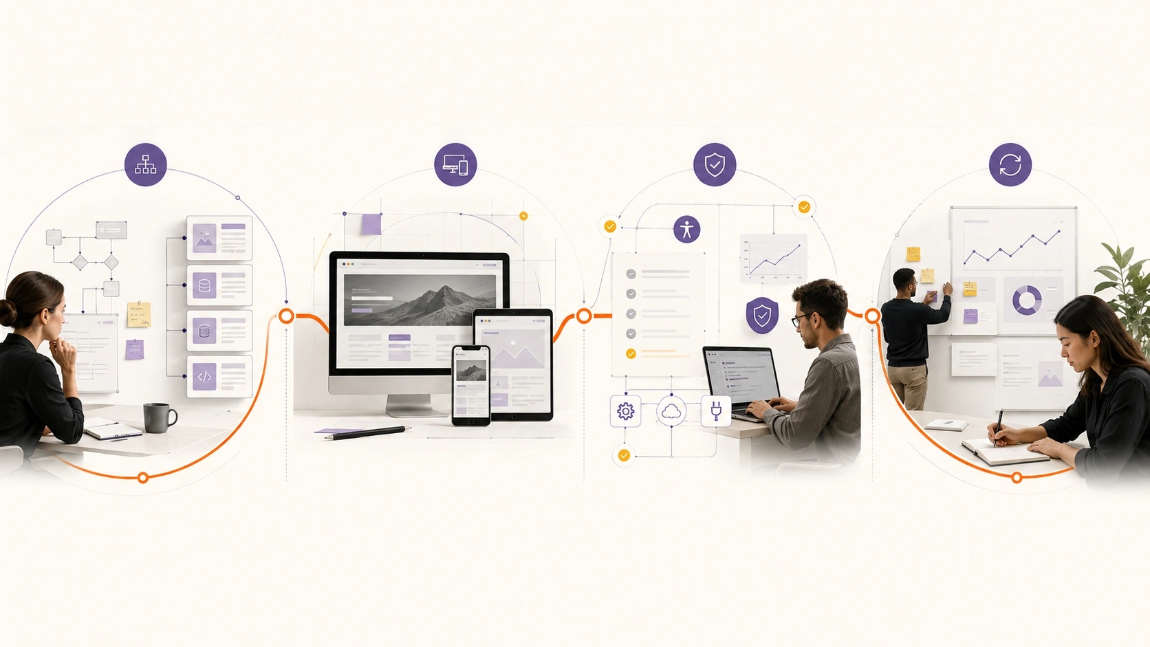 Diagnose Before Redesign visual showing website audit combining analytics, search, behaviour, content and technology evidence | Flashyminds