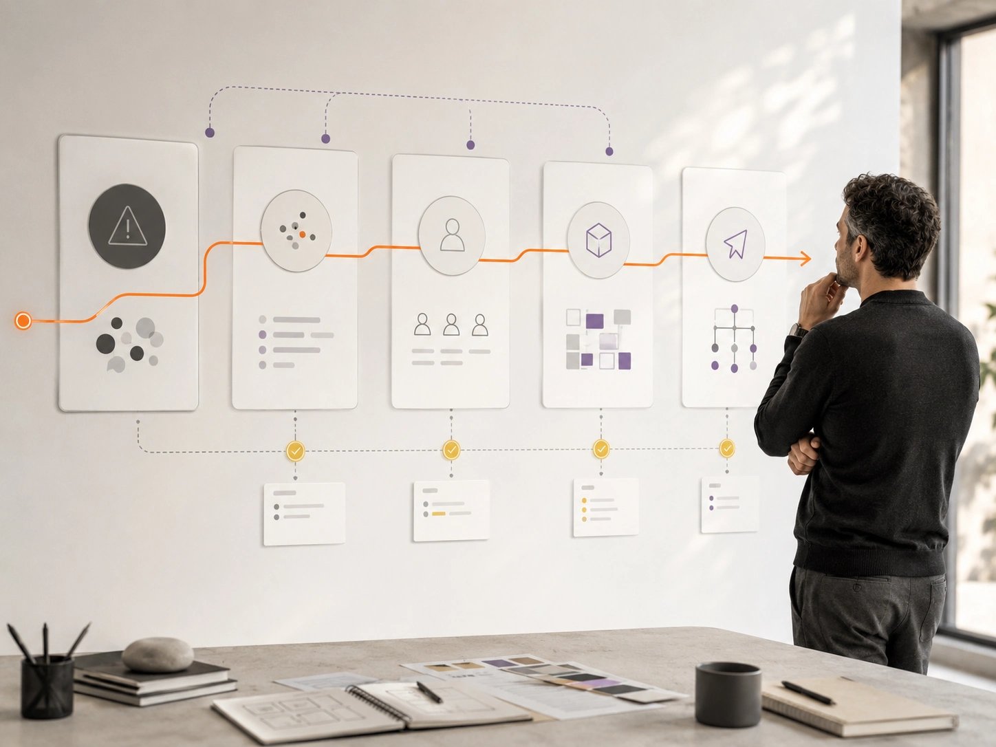 Connect the Existing Environment visual showing custom application connected with CRM, finance, inventory, identity and messaging systems | Flashyminds