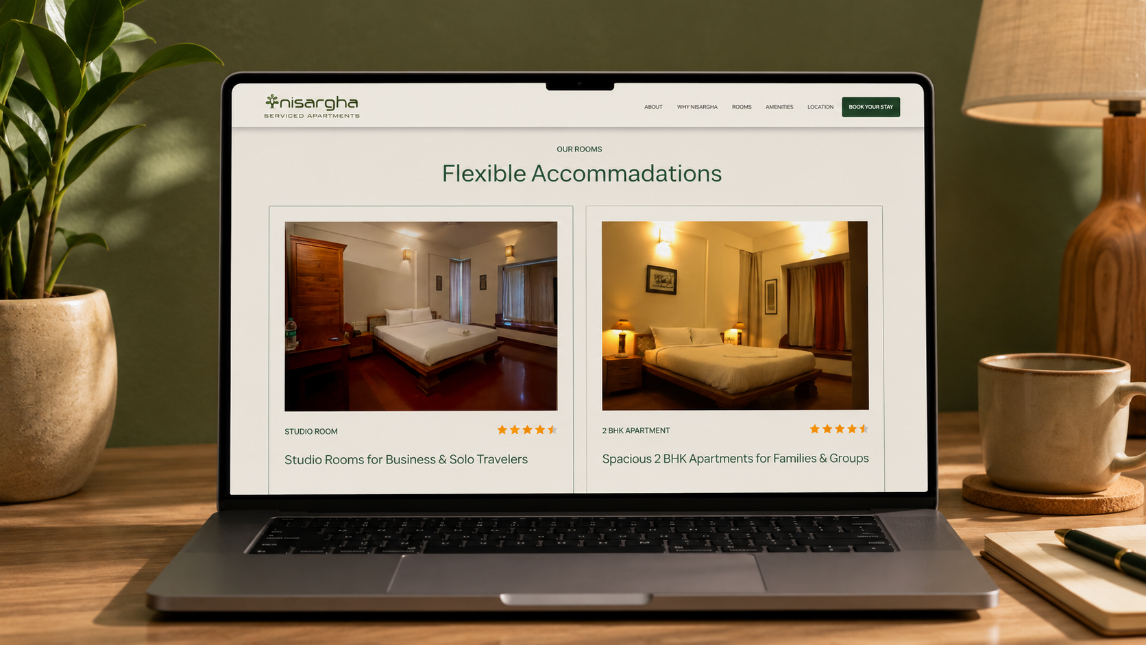 Nisargha Serviced Apartments Website by Flashyminds