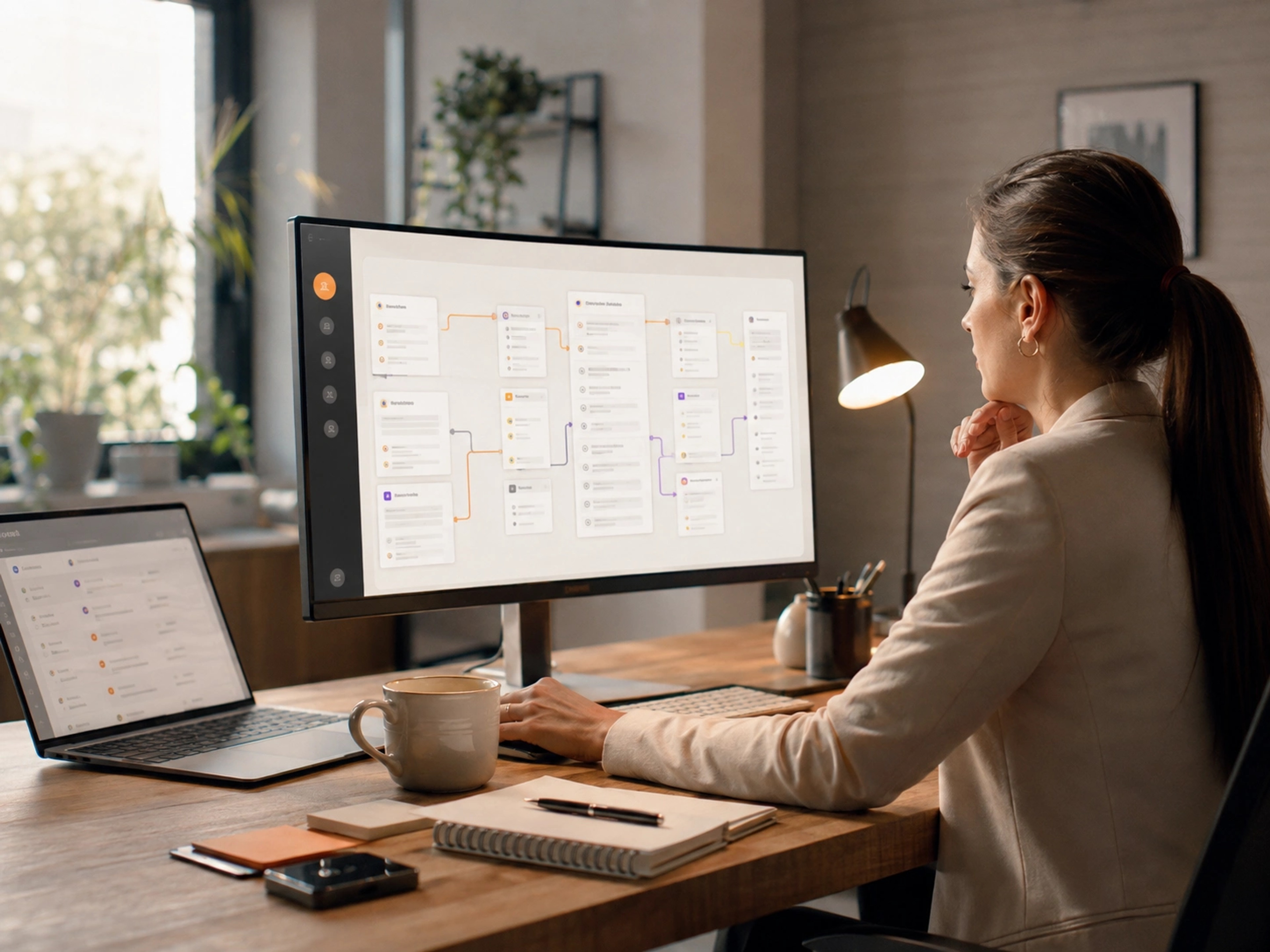 Design and Build the System visual for Workflow Automation showing controlled workflow design and accountable delivery |Flashyminds