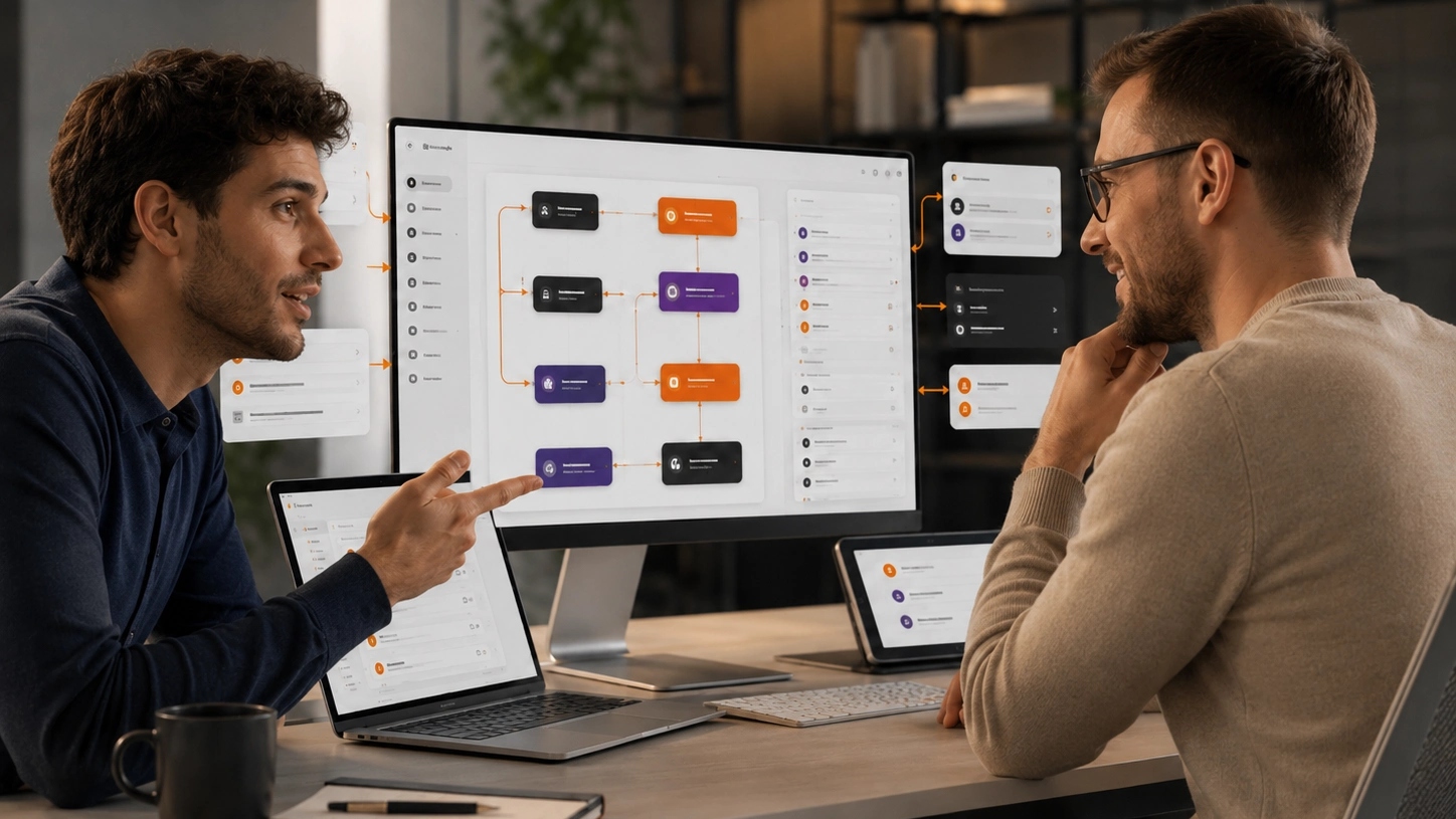 Start With Work and Evidence visual for Marketing AI Automation showing data, decisions, safeguards and responsible operation |Flashyminds