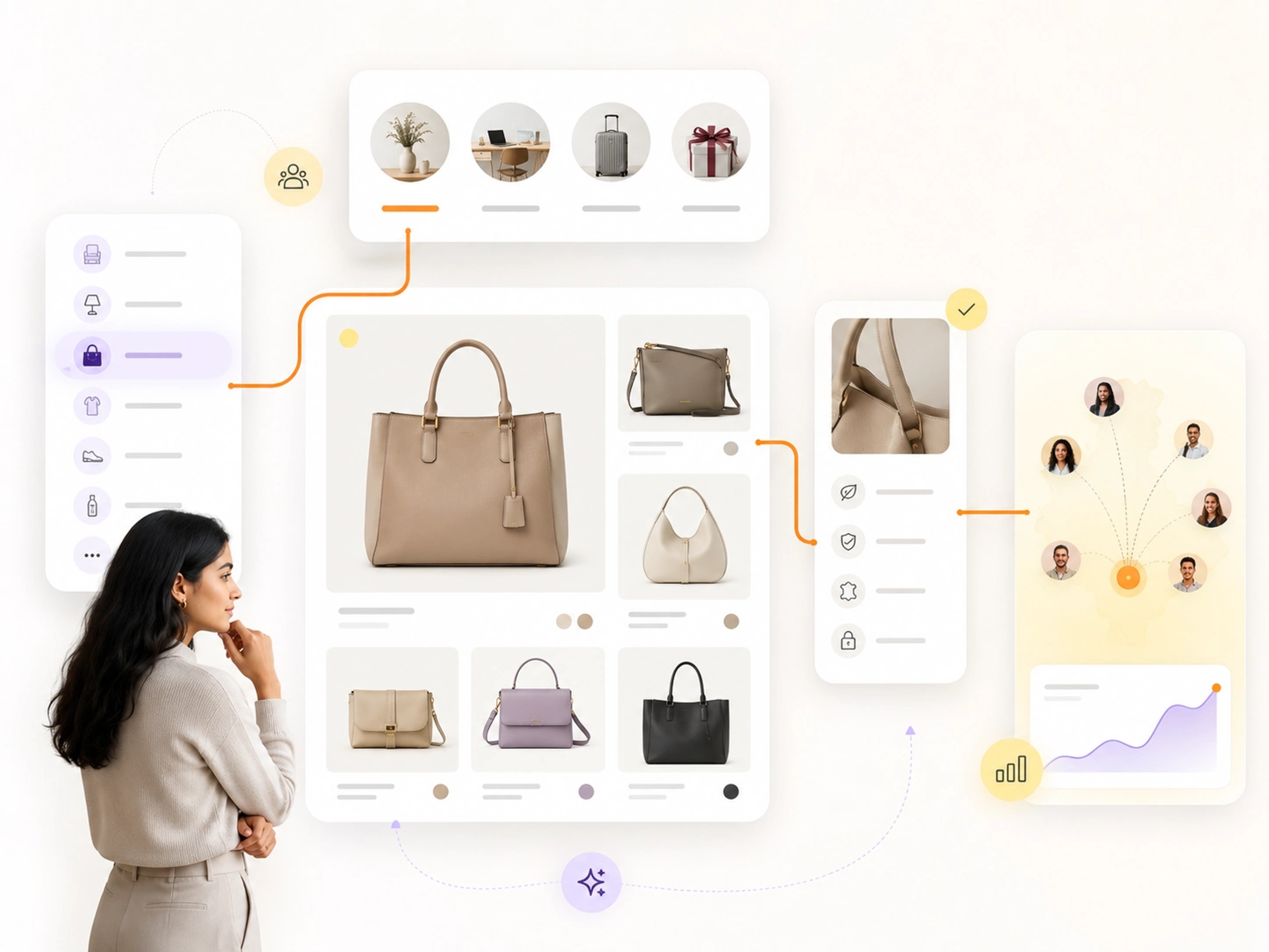Reduce Decision Friction visual showing product discovery, cart decisions, fulfilment events and lifecycle retention | Flashyminds