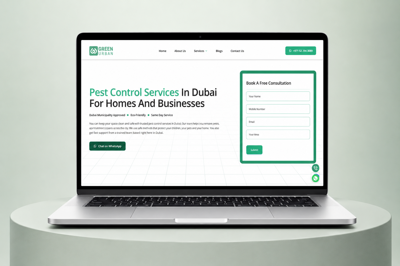 Green Urban Pest Control Website