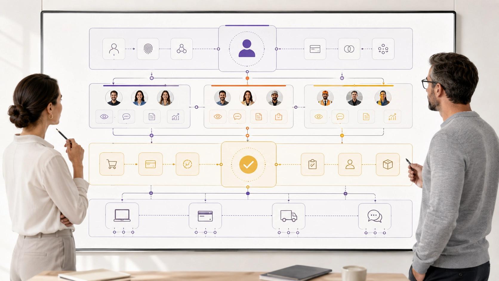 Design Data, Access and Controls visual for AI Chatbots showing workflow, data and responsible system control | Flashyminds