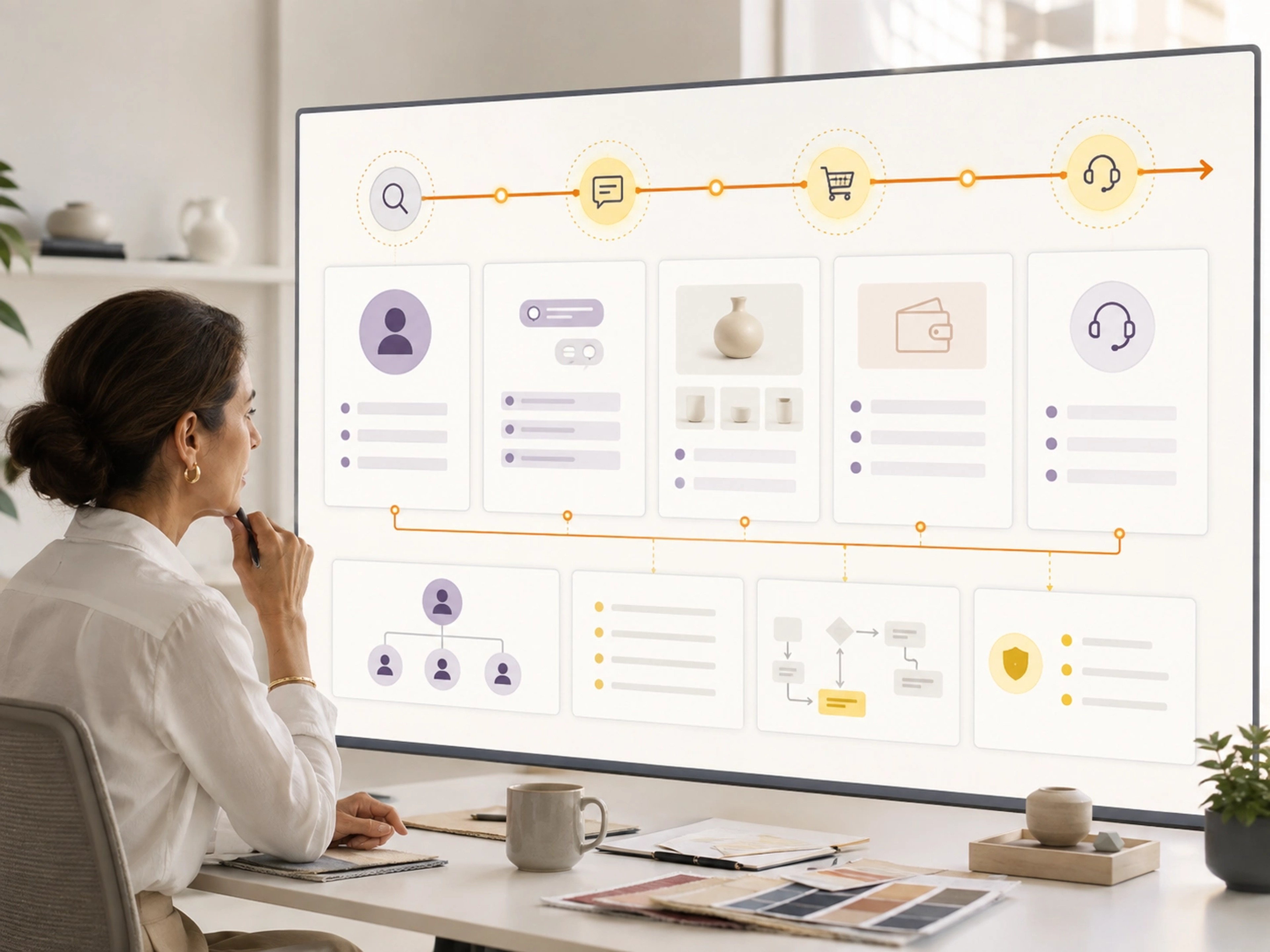 Develop a Custom System visual showing ai chatbots workflows, system connections and accountable operating control | Flashyminds