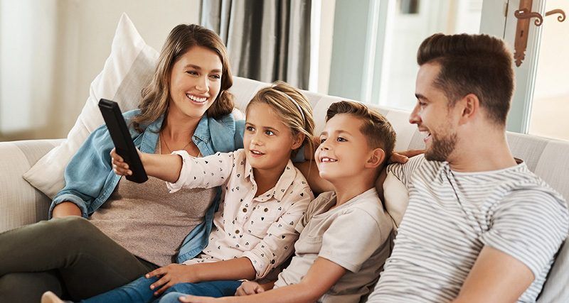 family watching tv