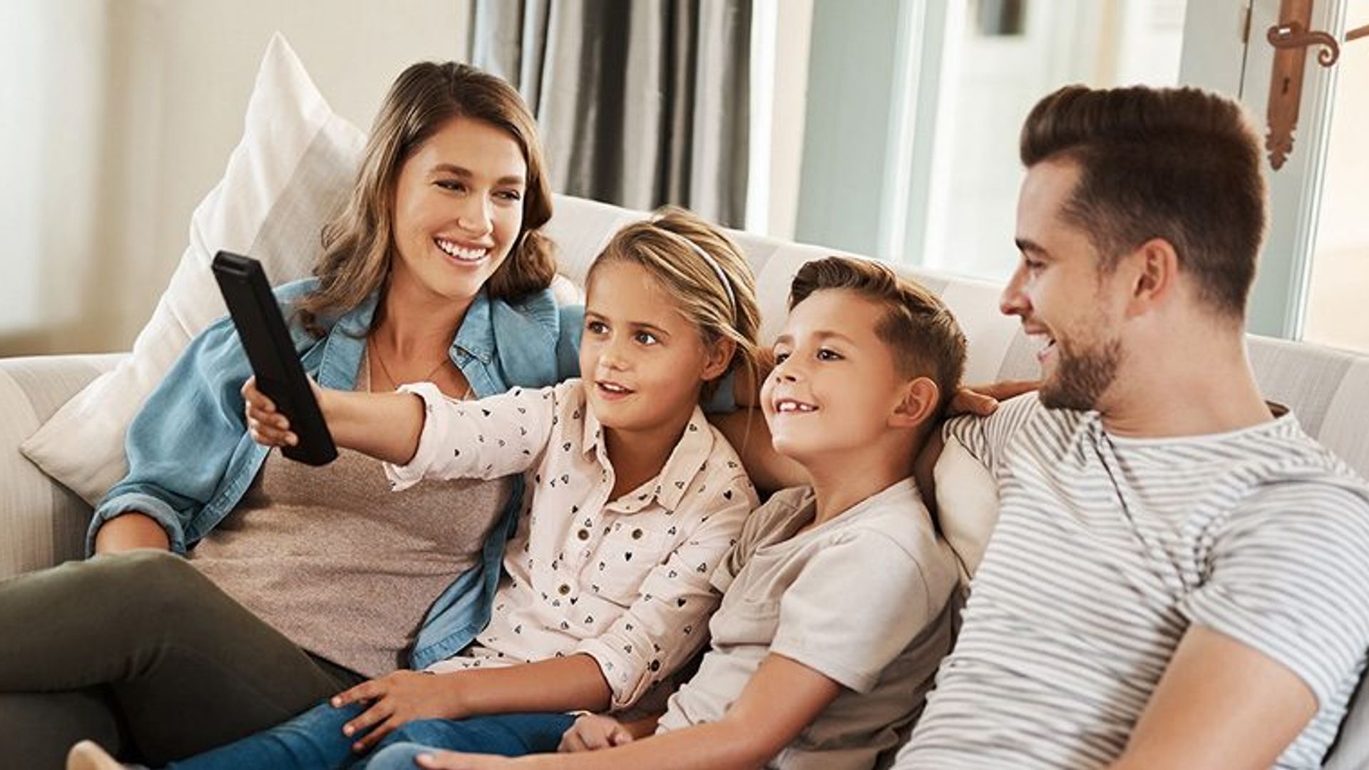 family watching tv