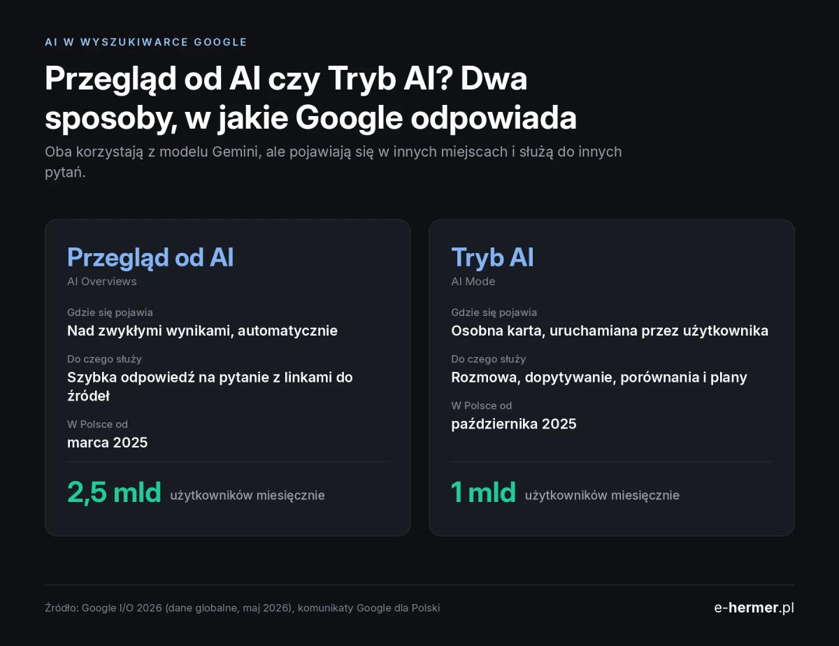 Infografika: Przegląd od AI czy Tryb AI, gdzie się pojawiają, do czego służą, od kiedy działają w Polsce i ilu mają użytkowników