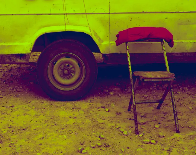 A chair and a car