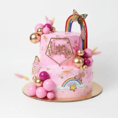 Two-Tier Pink Rainbow Birthday Cake