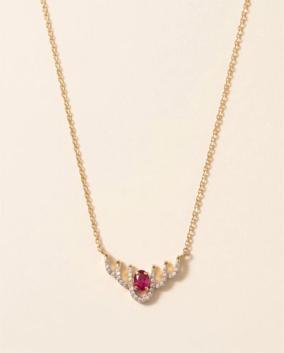 Camille Ruby Diamond Necklace · Yellow Gold · Lightweight Everyday Jewellery — Ashok Jewels, Jodhpur view 1