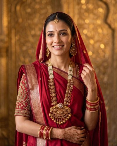 Sanyogita Jadau Haar Set · Yellow Gold · Bridal Sets — Ashok Jewels, Jodhpur view 3